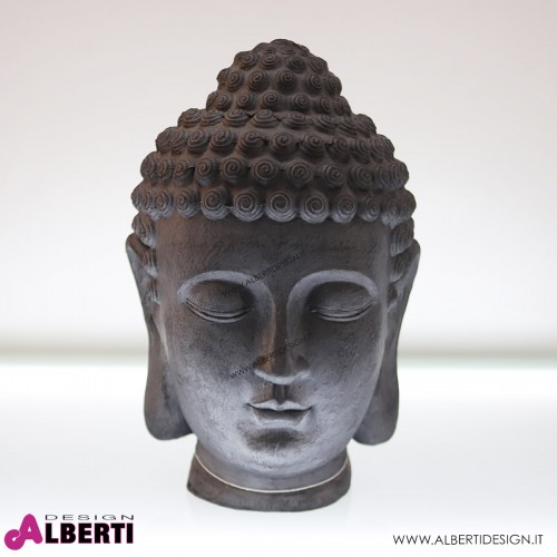 Testa Buddha grigia 37x54x36 cm