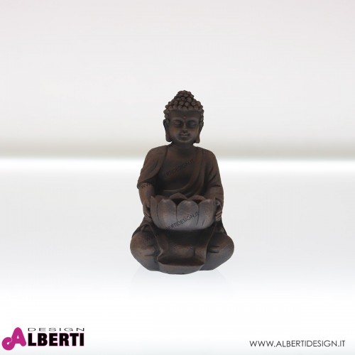 Buddha porta candela marrone 9x7x15 cm