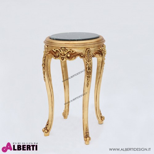 Tavolino barocco oro con top in marmo verde d43x74 cm