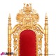 Trono barocco oro/rosso con leoni con bottoni simil swarosky 90x70x180