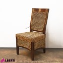 Sedia in legno intrecciata con cuscino 48x56x97 cm