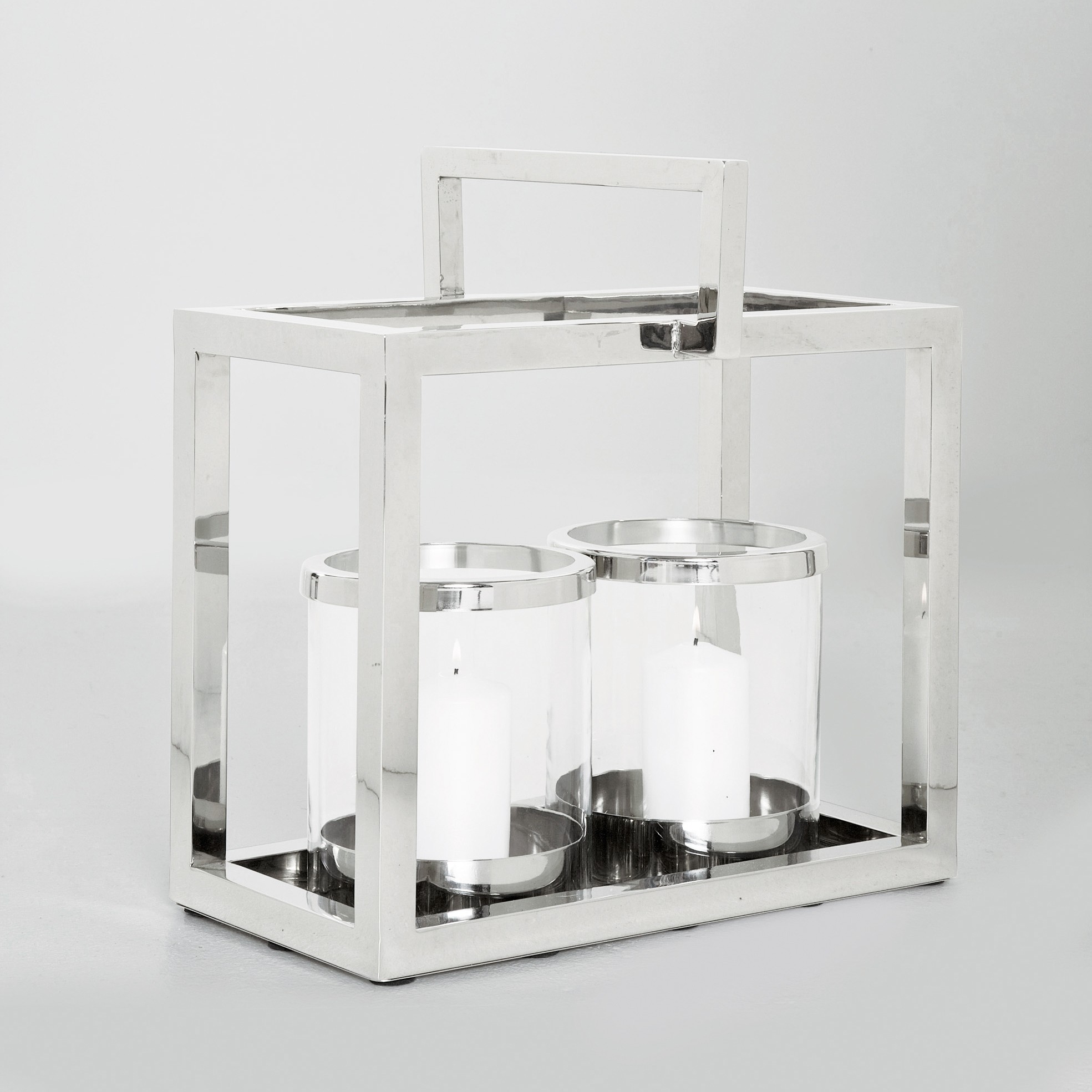 Industrial design Vaso di griglia di metallo con cilindro di vetro Portacandele di metallo HEITMANN DECO 