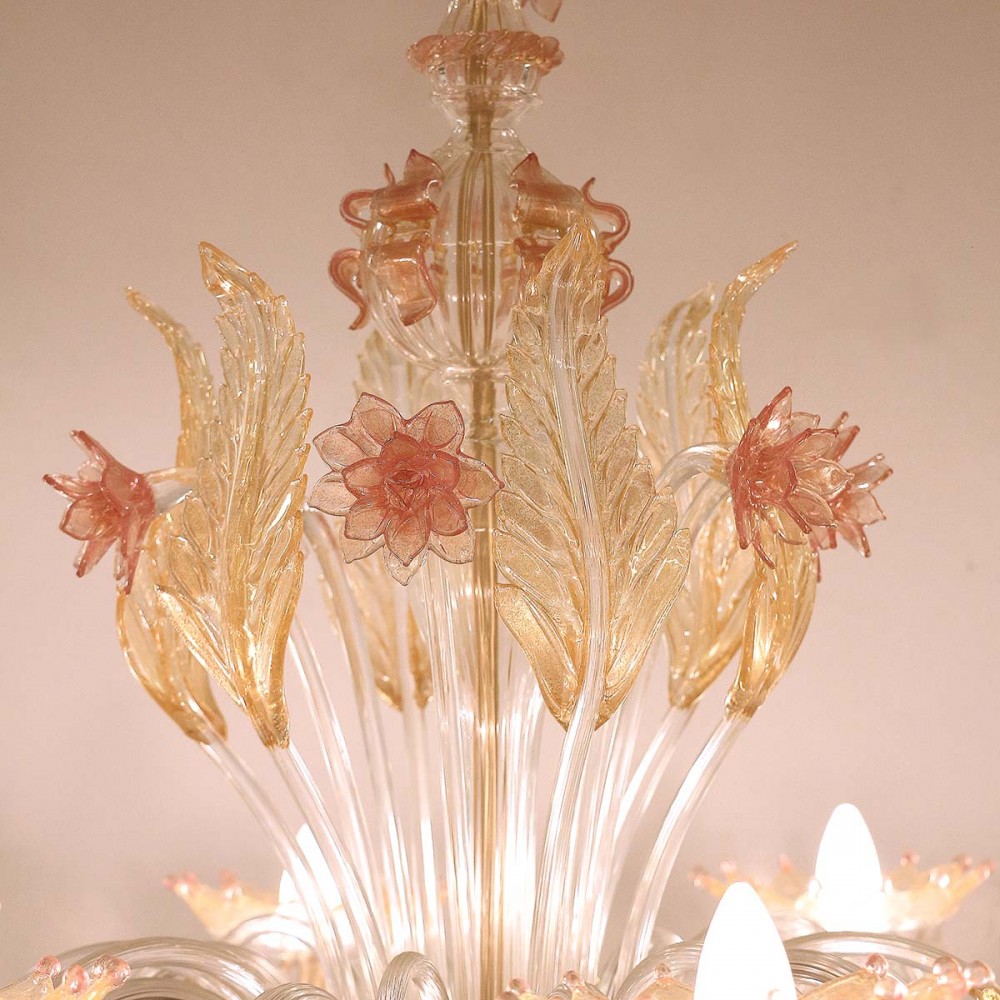 Lampadario murrina 8luci rosa/oropuccini s8