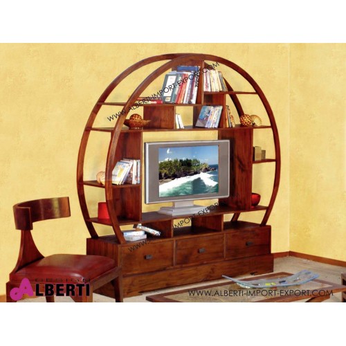Libreria rotonda in legno TV Burma  L190 H 190 cm