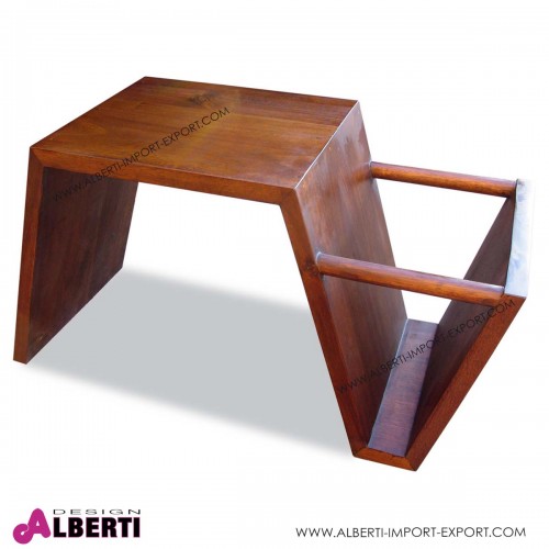 Tavolino OSLO in acacia con porta riviste laterale 80x35