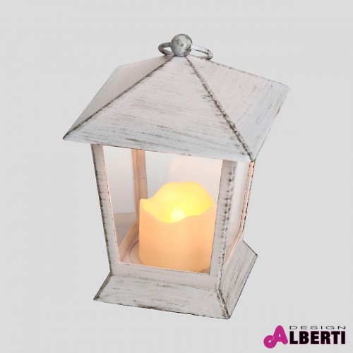 Lanterna bianca con candela 11,5x11,5x H17