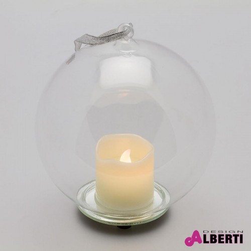 Sfera vetro Ø 15 cm con candela a LED