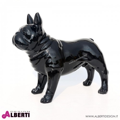 Bulldog francese nero scultura in vetroresina 70x90cm