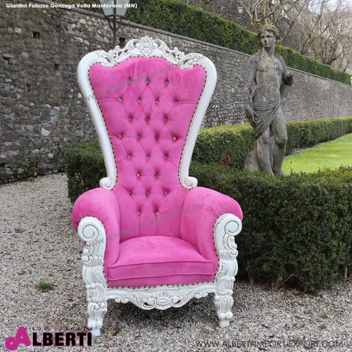 Poltrona KING barocco white/pink
