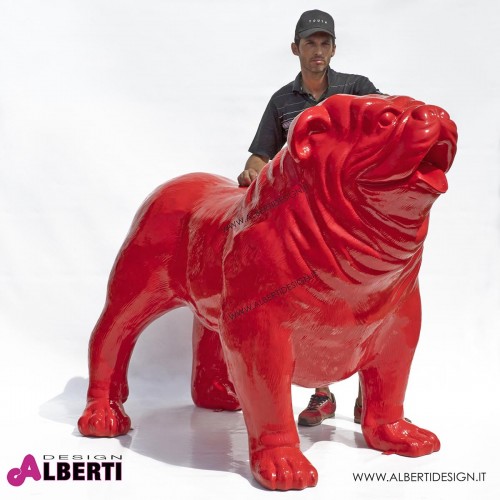 Bulldog rosso in vetro resina100x180xH150cm rosso