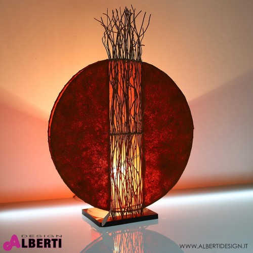 Lampada Aran da tavolo rotonda con inserti al centro H70 cm
