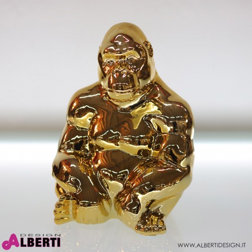 Gorilla in ceramica oro lucido 24x20xH32