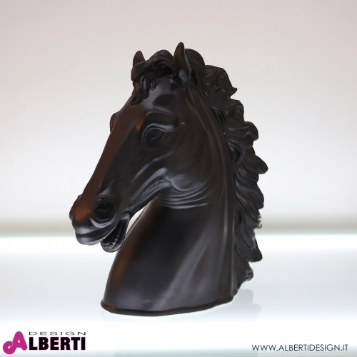 Testa di cavallo nero opaco in ceramica 47x20xH50