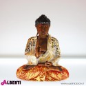 Buddha in legno vestito bianco oro e rosso 40xH50cm