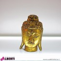 Statua testa Buddha oro in legno Ø 20xH30