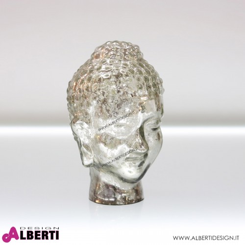 Testa Buddha in vetro silver H20