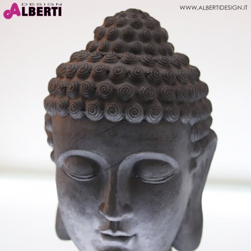 Testa Buddha grigia 37x54x36 cm