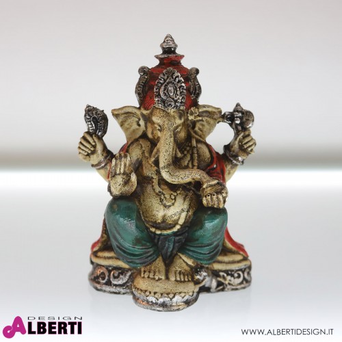 Ganesha seduta rosso/verde 16x11xH25 cm