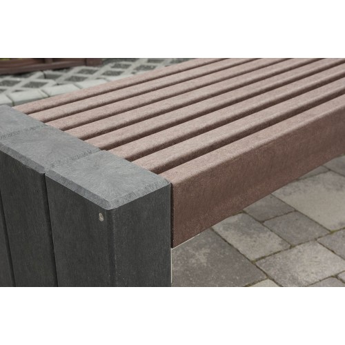 Panchina High Line 200 cm marrone e nera senza schienale plastica riciclata