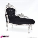 Chaiselongue mini argento/nera in alcantara 110x68x95 cm