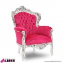 Poltrona Marsiglia argento/fucsia in alcantara 84x83x114 cm