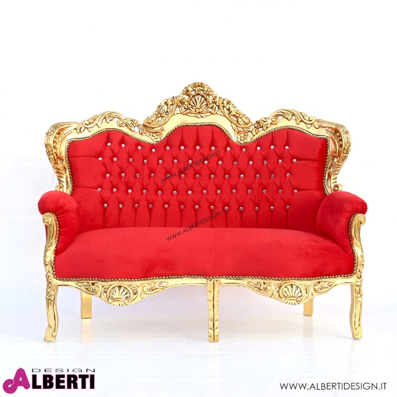 Divano Milano gold/rosso strass