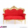 Divano Milano oro/rosso con strass 2 posti in alcantara 155x80x125 cm