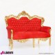 962 NMMILG^ROSSO_e Divano Milano gold/rosso strass  2p.150x80x129