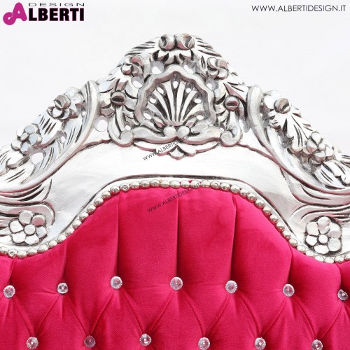 962 NMMILS^FUCSIA_b Divano Milano silver/fucsia stras2p.150x80x129