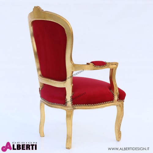 962 NMVENEGOLD^RO_c Poltrona Venezia oro/rosso vell. 50x65x100