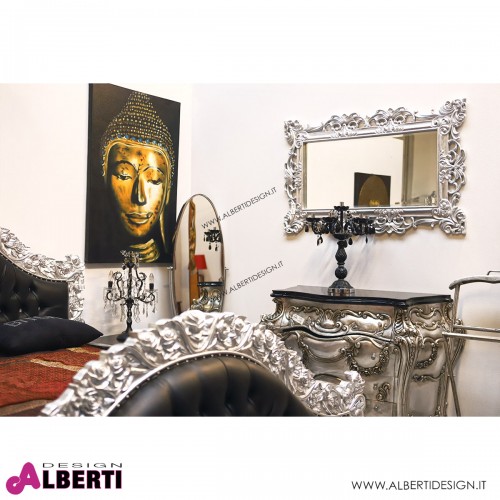 Specchio foglia argento 130x80