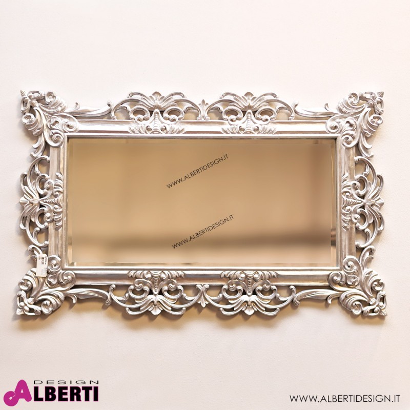 Specchio barocco foglia argento 130x3x80 cm