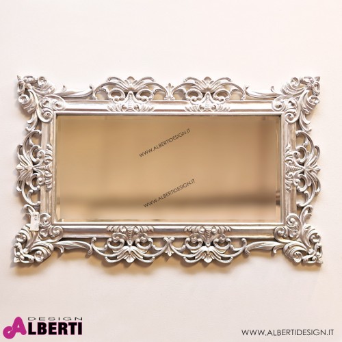 Specchio barocco foglia argento 130x3x80 cm lavorato a mano