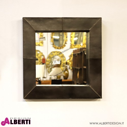 Specchio coloniale in simil pelle liscia 80x9x80 cm