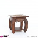 Tavolino Opium in legno di teak con cassetto con top in pietra 46x46x50 cm