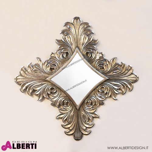Specchio barocco argento in legno 120x120cm