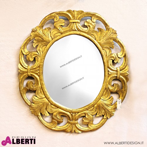 Specchio barocco ovale oro in legno 87x4x95 cm