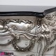 Comò barocco Lions foglia argento con 4 cassetti 124x56x90 cm