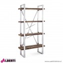 Libreria Stanton in acciaio inossidabile e legno riciclato 90x35H180 cm