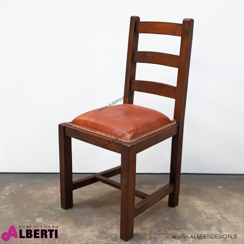sedia legno c/seduta pell46x50x96