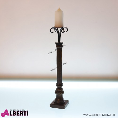 Candelabro in legno e ferro 11x11xH53 cm