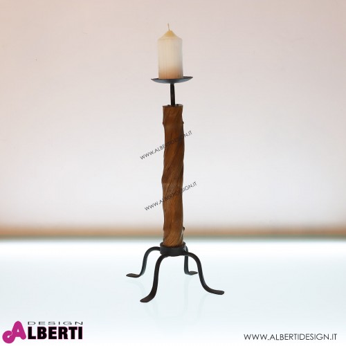 Candelabro LIANA ferro e legno  27x27xH50 cm