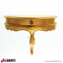 Mensola barocco oro con cassetto L50xP24xH40 cm