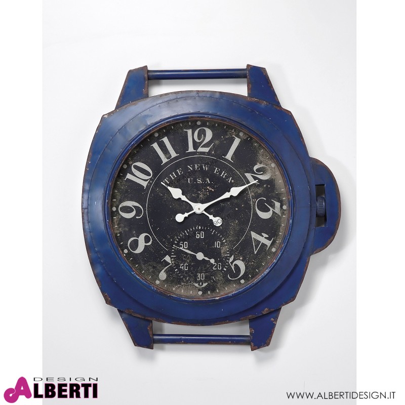 Orologio VINTAGE blu a parete in metallo H90 cm