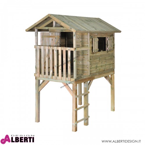 Casetta rialzata a palafitta per bambini HANK, P242xL150xH280cm in legno