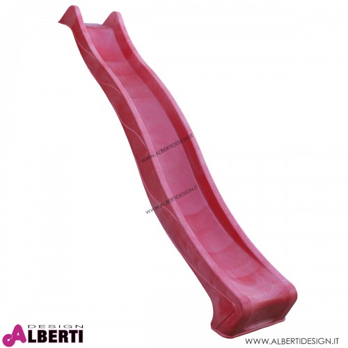 Scivolo rosso ondulato in plastica per bambini 305x45 cm