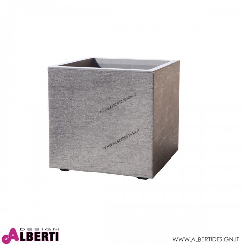 Vaso cubo Gravity grigio in plastica 39x39xH39 cm