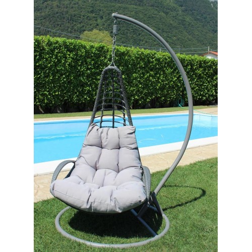 Dondolo Lipari in metallo e wicker grigio D105x186 cm