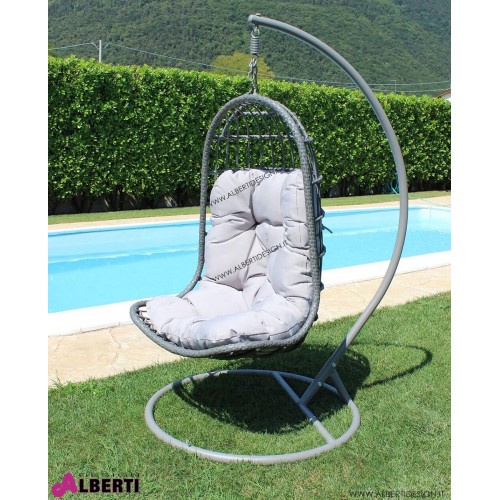 Dondolo Gavi in metallo e wicker grigio D95x196 cm