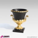 Vaso in vetro resina nero/oro con maniglie D36xH47 cm